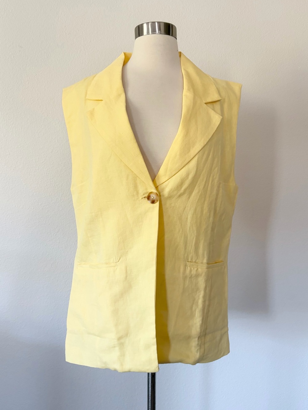 L Space NWT San Marco Cotton Linen Vest Daisy Yellow Large L - Picture 3 of 6